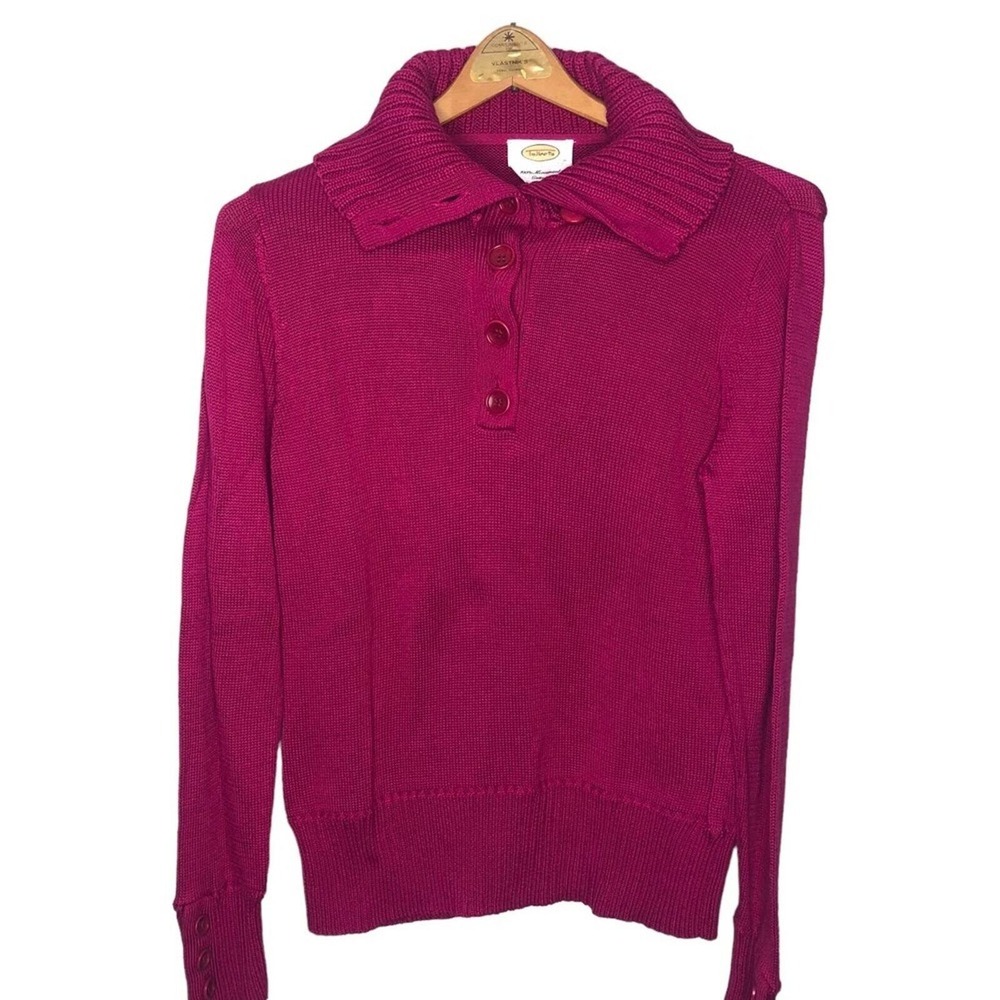 TALBOTS magenta shawl collar sweater, medium